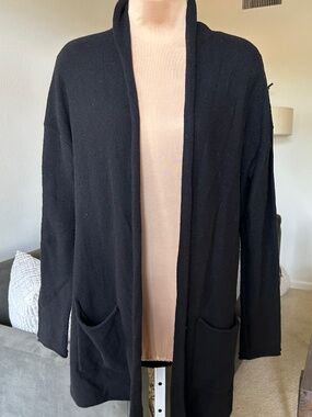 H&M Open Front Black Cardigan Rolled Edges